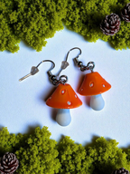 Enchanted Forest Yellow Mushroom Dangle Earrings