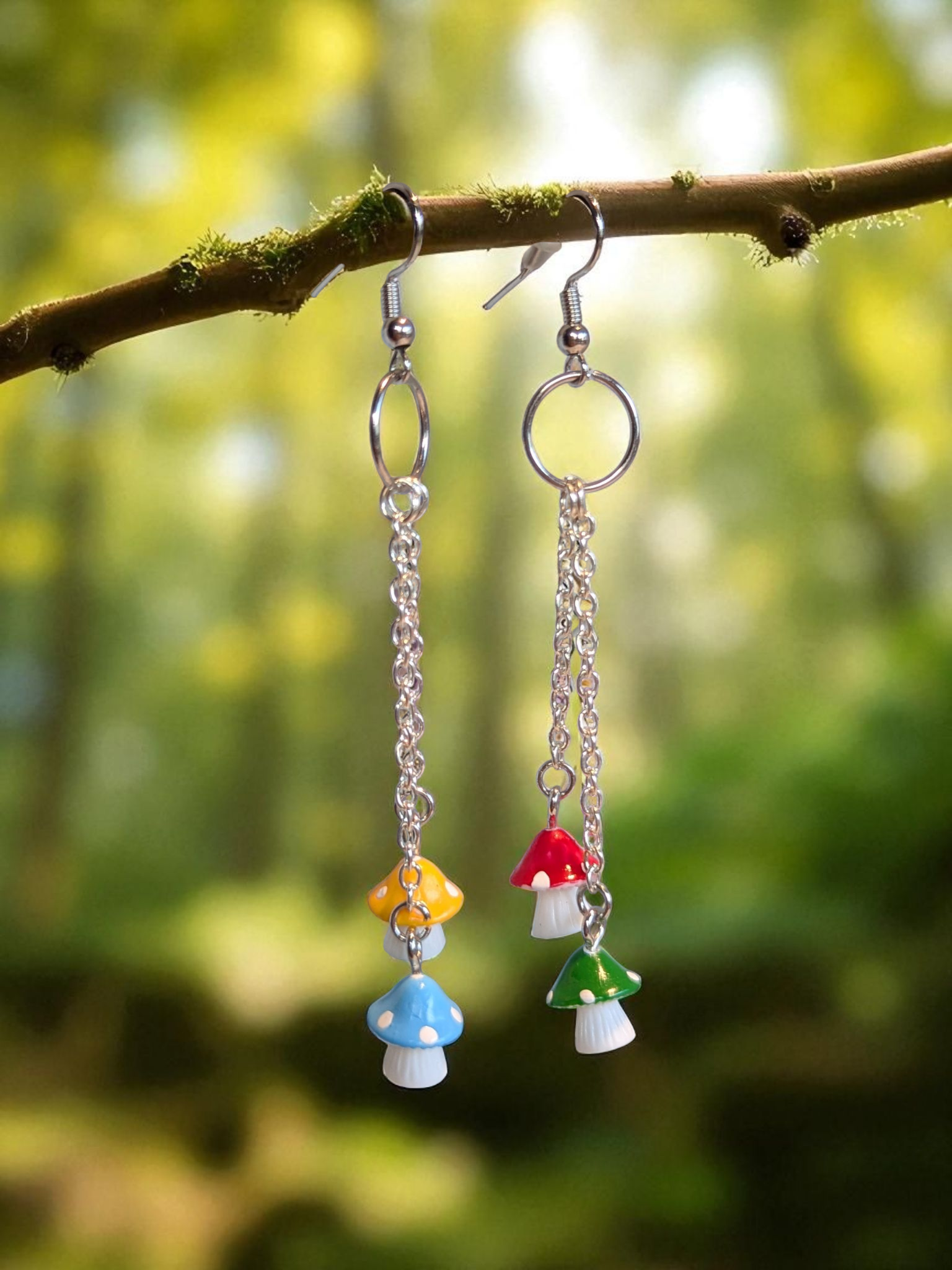 Colorful Mushroom Charm Drop Earrings